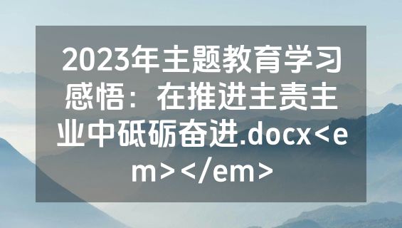 2023年主题教育学习感悟：在推进主责主业中砥砺奋进.docx<em></em>