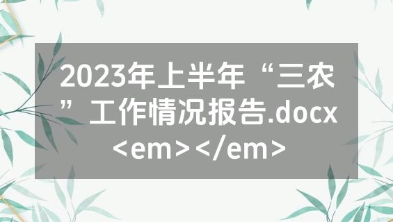 2023年上半年“三农”工作情况报告.docx<em></em>