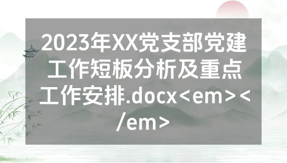 2023年XX党支部党建工作短板分析及重点工作安排.docx<em></em>
