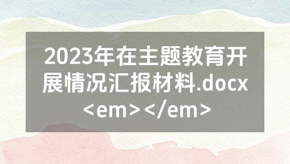 2023年在主题教育开展情况汇报材料.docx<em></em>