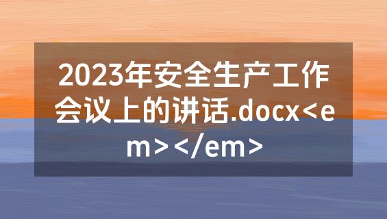 2023年安全生产工作会议上的讲话.docx<em></em>