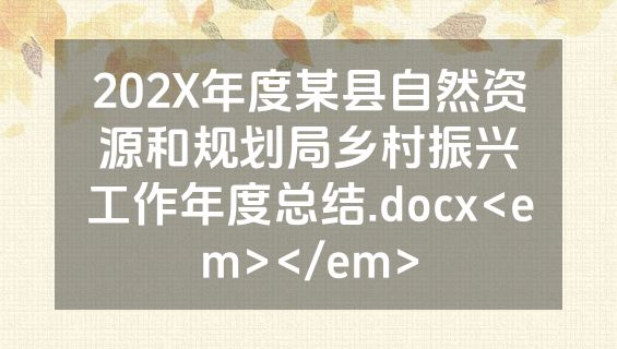 202X年度某县自然资源和规划局乡村振兴工作年度总结.docx<em></em>