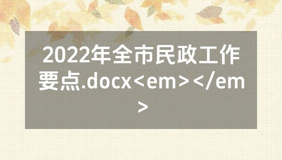 2022年全市民政工作要点.docx<em></em>