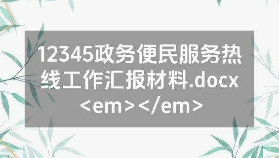 12345政务便民服务热线工作汇报材料.docx<em></em>