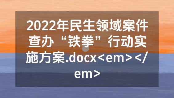 2022年民生领域案件查办“铁拳”行动实施方案.docx<em></em>