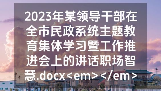 2023年某领导干部在全市民政系统主题教育集体学习暨工作推进会上的讲话职场智慧.docx<em></em>