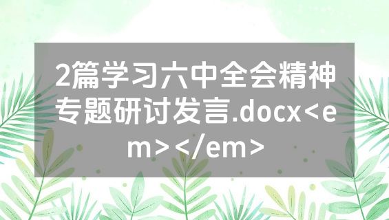2篇学习六中全会精神专题研讨发言.docx<em></em>