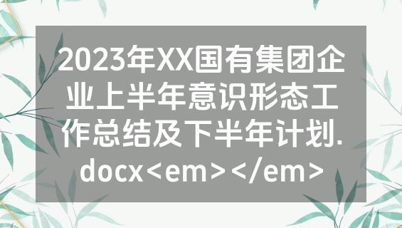 2023年XX国有集团企业上半年意识形态工作总结及下半年计划.docx<em></em>