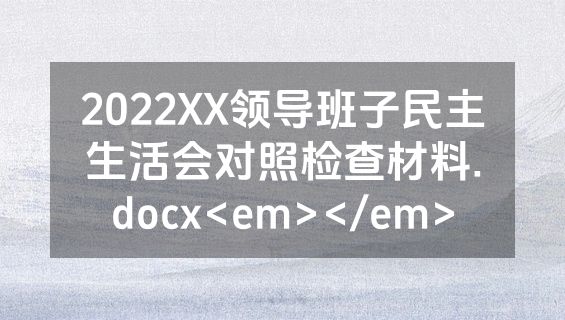 2022XX领导班子民主生活会对照检查材料.docx<em></em>