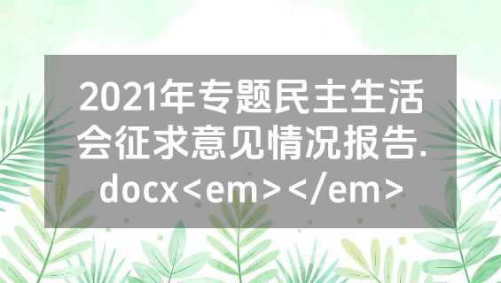 2021年专题民主生活会征求意见情况报告.docx<em></em>