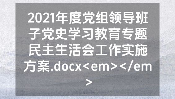 2021年度党组领导班子党史学习教育专题民主生活会工作实施方案.docx<em></em>