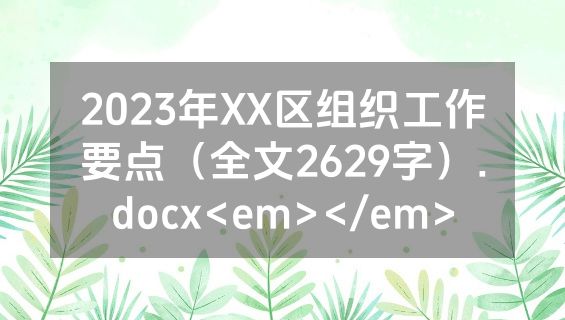 2023年XX区组织工作要点（全文2629字）.docx<em></em>