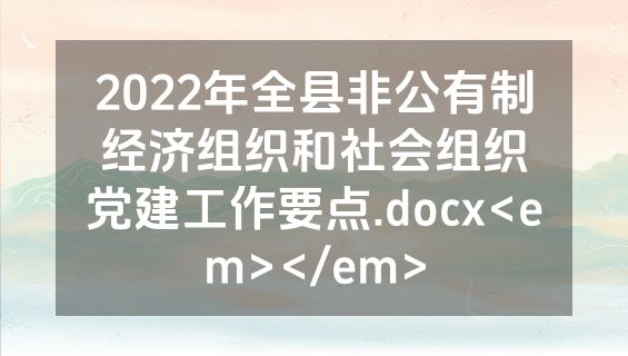 2022年全县非公有制经济组织和社会组织党建工作要点.docx<em></em>