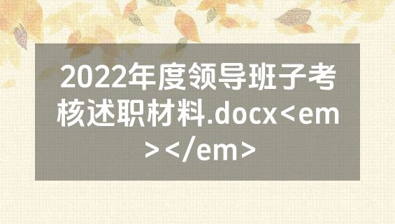 2022年度领导班子考核述职材料.docx<em></em>