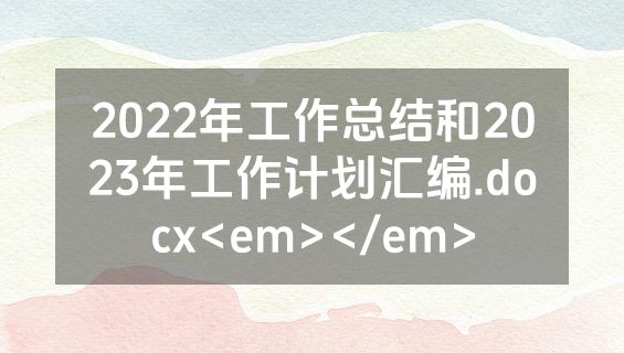 2022年工作总结和2023年工作计划汇编.docx<em></em>