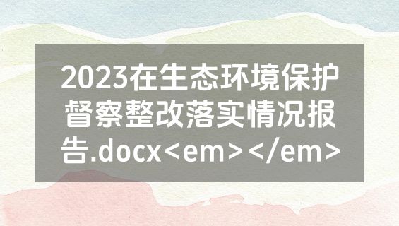2023在生态环境保护督察整改落实情况报告.docx<em></em>