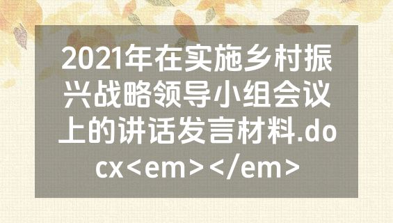 2021年在实施乡村振兴战略领导小组会议上的讲话发言材料.docx<em></em>