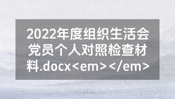 2022年度组织生活会党员个人对照检查材料.docx<em></em>