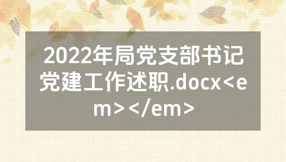 2022年局党支部书记党建工作述职.docx<em></em>