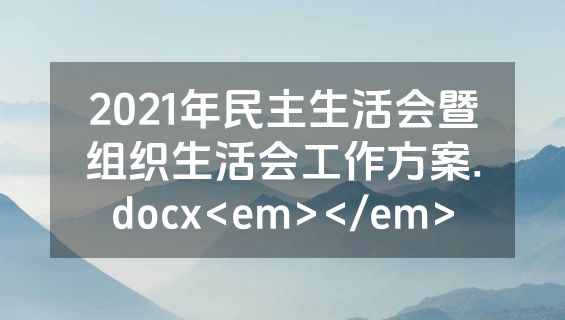 2021年民主生活会暨组织生活会工作方案.docx<em></em>
