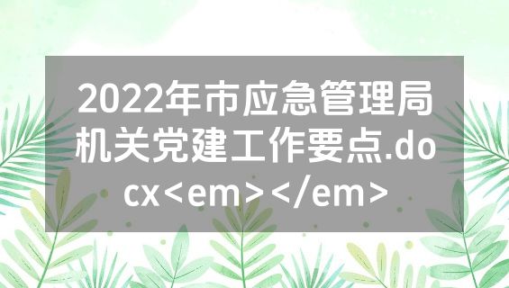 2022年市应急管理局机关党建工作要点.docx<em></em>