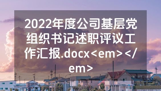 2022年度公司基层党组织书记述职评议工作汇报.docx<em></em>