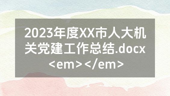 2023年度XX市人大机关党建工作总结.docx<em></em>