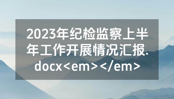 2023年纪检监察上半年工作开展情况汇报.docx<em></em>