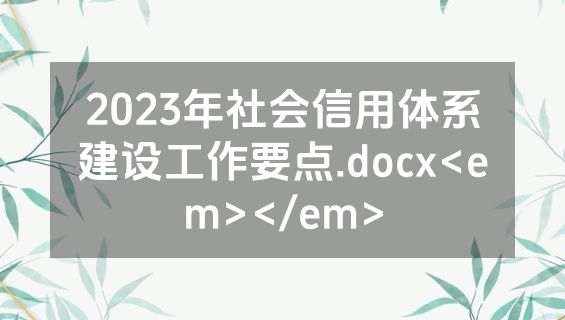 2023年社会信用体系建设工作要点.docx<em></em>