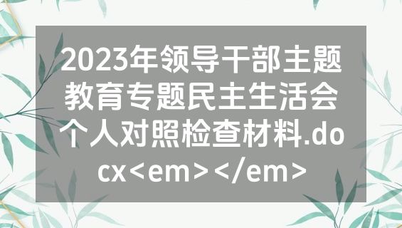 2023年领导干部主题教育专题民主生活会个人对照检查材料.docx<em></em>