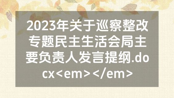 2023年关于巡察整改专题民主生活会局主要负责人发言提纲.docx<em></em>