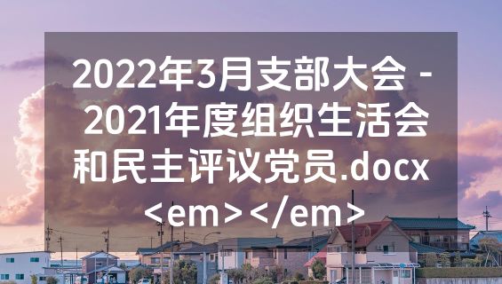 2022年3月支部大会 - 2021年度组织生活会和民主评议党员.docx<em></em>