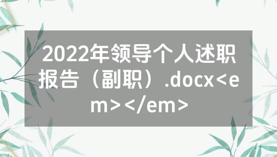 2022年领导个人述职报告（副职）.docx<em></em>