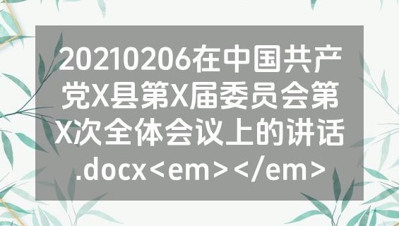 20210206在中国共产党X县第X届委员会第X次全体会议上的讲话.docx<em></em>
