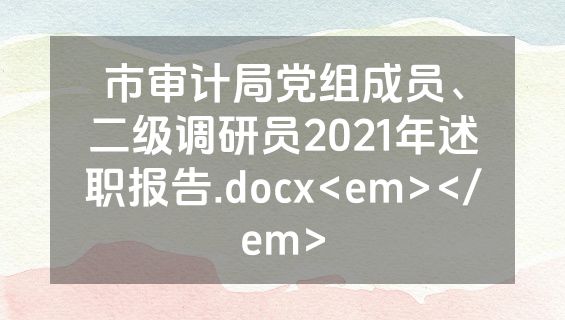 市审计局党组成员、二级调研员2021年述职报告.docx<em></em>