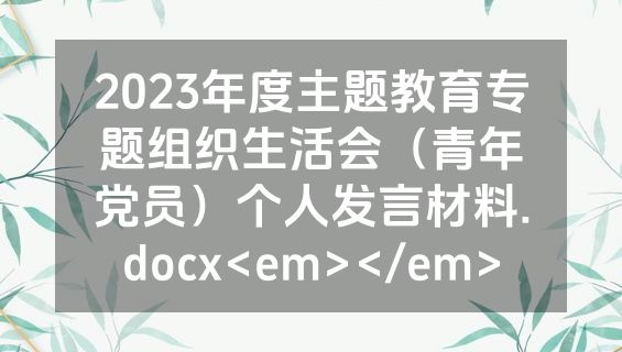 2023年度主题教育专题组织生活会（青年党员）个人发言材料.docx<em></em>