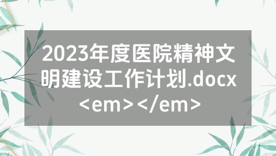 2023年度医院精神文明建设工作计划.docx<em></em>