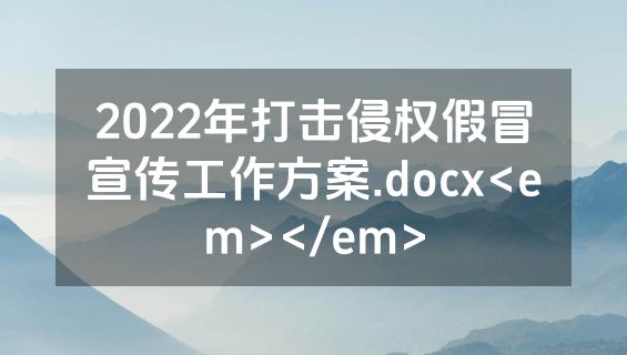 2022年打击侵权假冒宣传工作方案.docx<em></em>