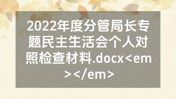2022年度分管局长专题民主生活会个人对照检查材料.docx<em></em>