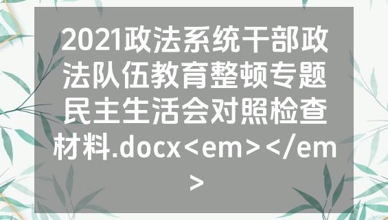 2021政法系统干部政法队伍教育整顿专题民主生活会对照检查材料.docx<em></em>