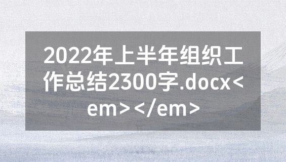 2022年上半年组织工作总结2300字.docx<em></em>