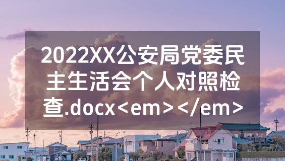 2022XX公安局党委民主生活会个人对照检查.docx<em></em>