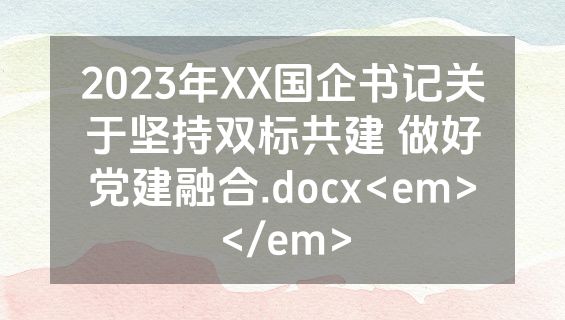 2023年XX国企书记关于坚持双标共建 做好党建融合.docx<em></em>