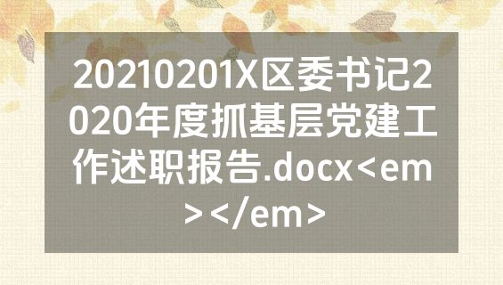 20210201X区委书记2020年度抓基层党建工作述职报告.docx<em></em>