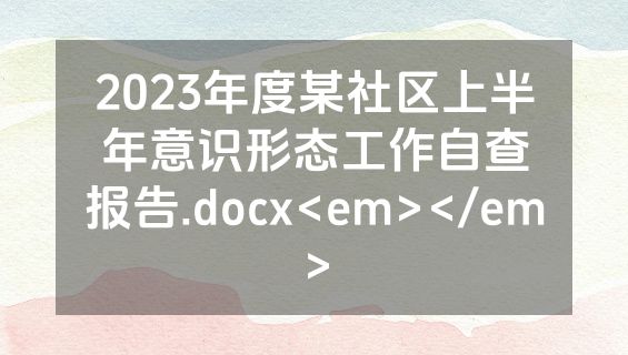 2023年度某社区上半年意识形态工作自查报告.docx<em></em>
