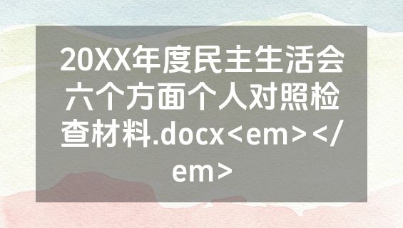 20XX年度民主生活会六个方面个人对照检查材料.docx<em></em>