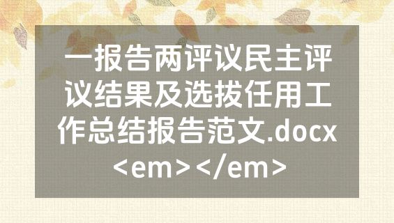 一报告两评议民主评议结果及选拔任用工作总结报告范文.docx<em></em>