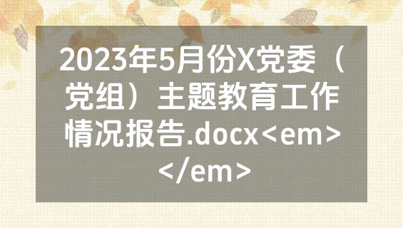 2023年5月份X党委（党组）主题教育工作情况报告.docx<em></em>