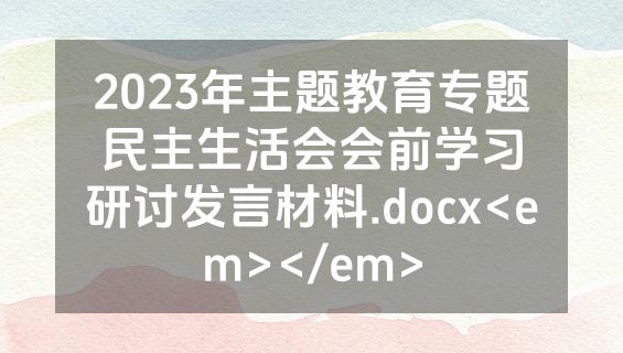 2023年主题教育专题民主生活会会前学习研讨发言材料.docx<em></em>