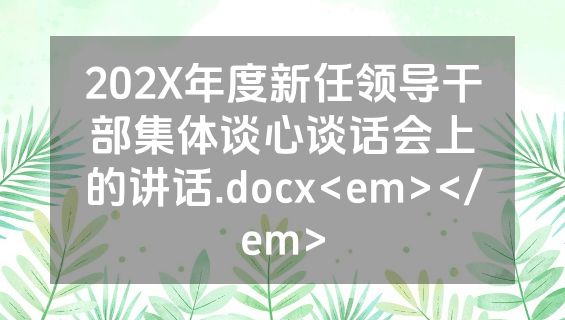 202X年度新任领导干部集体谈心谈话会上的讲话.docx<em></em>
